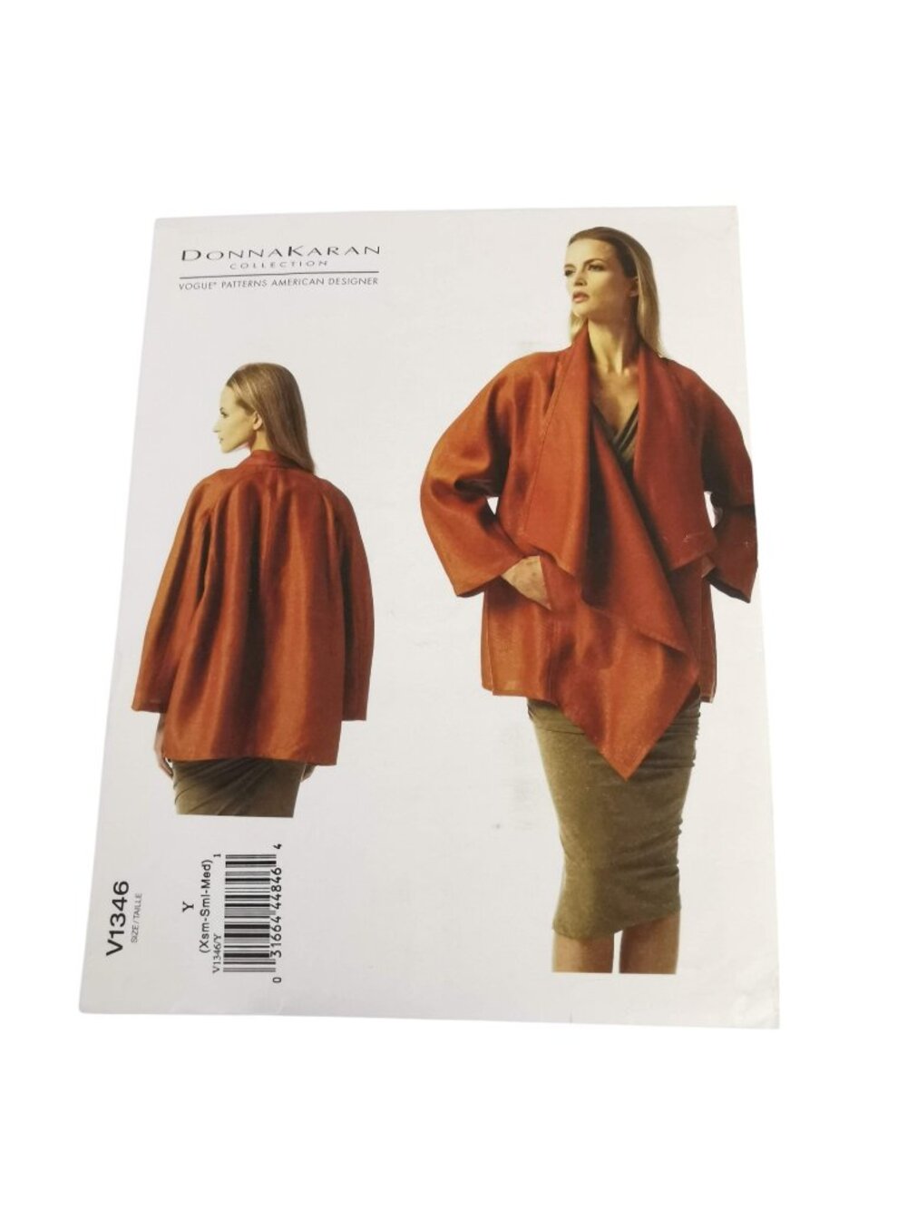 Vogue V1346 Donna Karan Jacket Size XS S M Loose Fitting Sewing  Pattern UNCUT